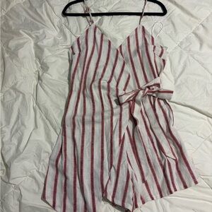 Love Tree Red and White Striped Romper